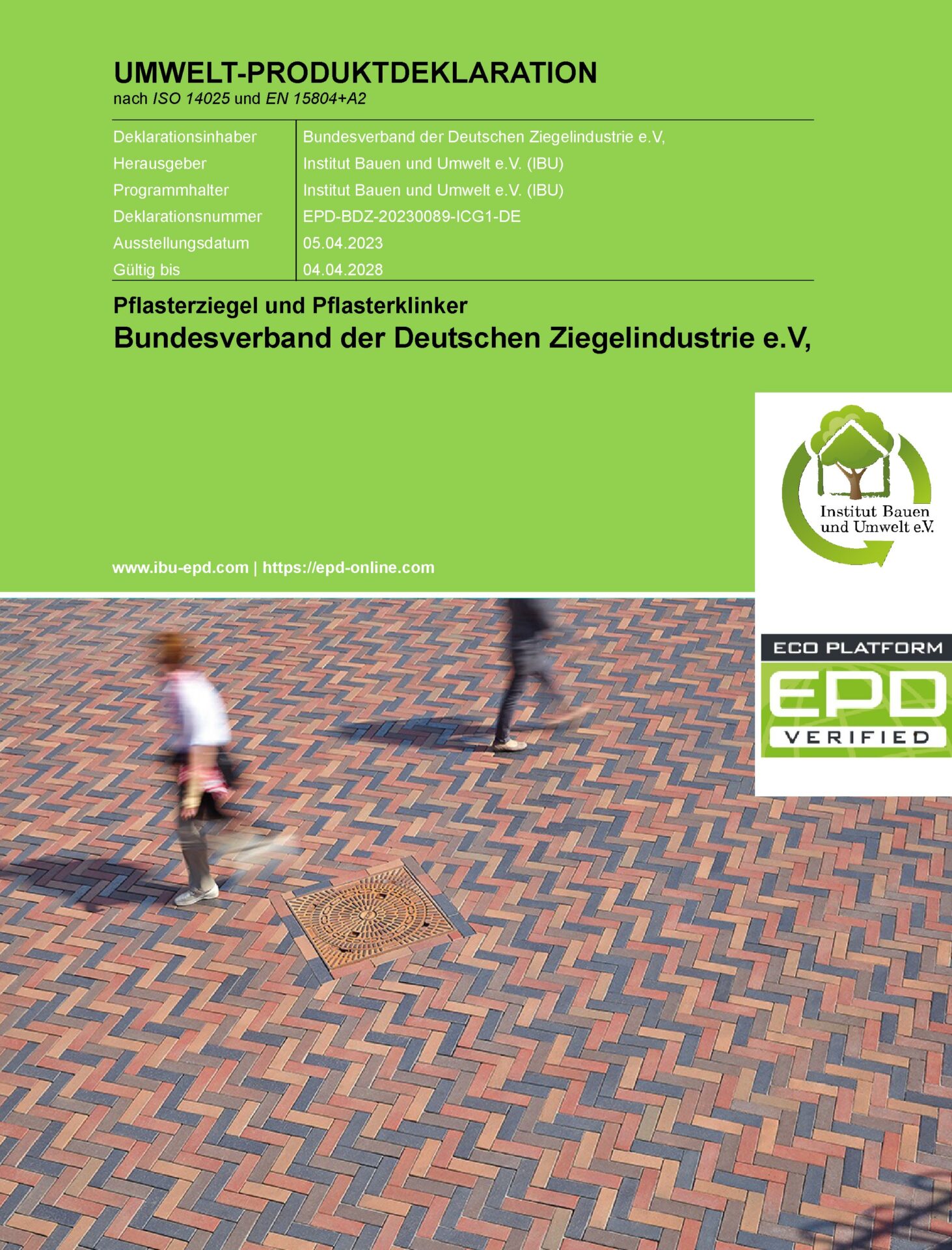 EPD Pflasterziegel und Pflasterklinker